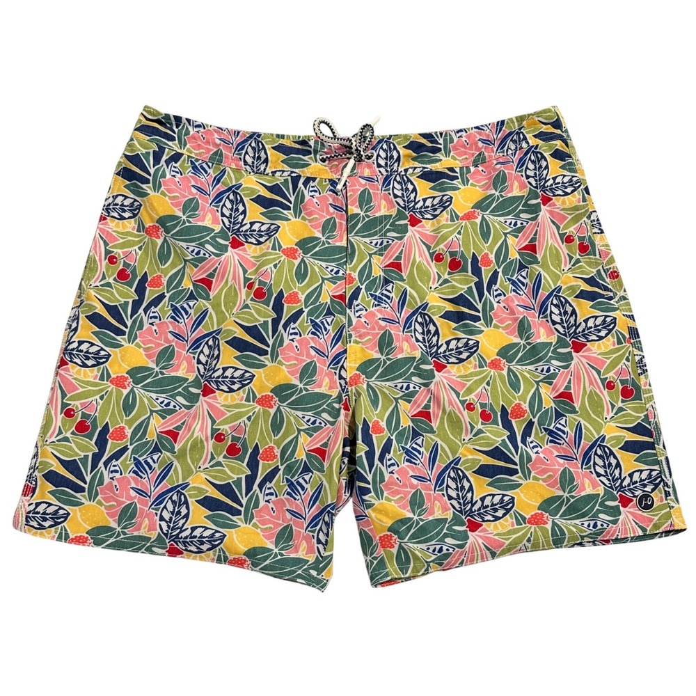 Johnnie O Mens XL Tropical Fruit Print Swim Trunks Board Shorts Multicolor Lined